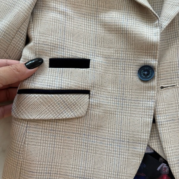 Single-breasted Checked 3 Piece Suit 3Y Light Beige Navy Blue Vest Trousers - Picture 3 of 16